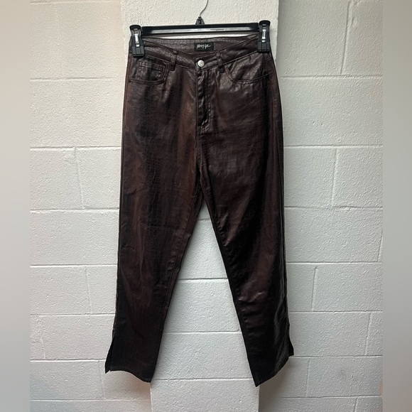 Nasty Gal Croc-Embossed Brown Pants. SZ 8 - Picture 1 of 6